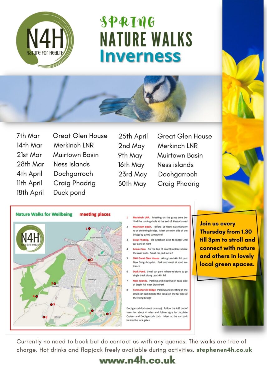 Nature walk locations for Inverness