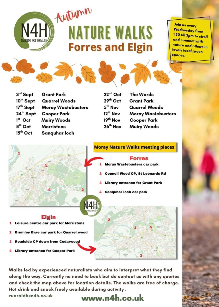 Moray nature walks for wellbeing Autumn 2025